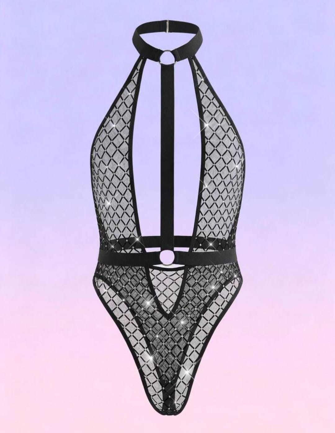 Midnight Crystal Mesh Bodysuit